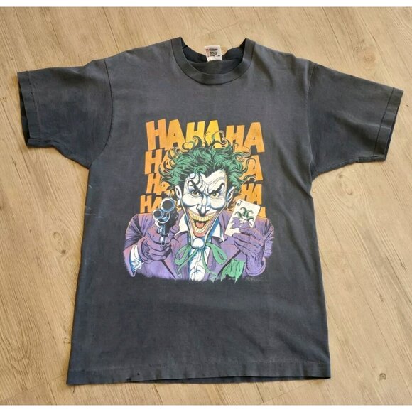 Vintage Rare 1989 Single Stich Size L The Joker HaHaHa DC Comics BatmanT-Shirt - Picture 1 of 10